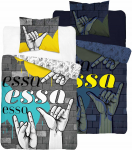 Laste voodipesukomplekt PPE-119, kollane v./roheline v./hall v., 140 x 200 cm