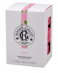 Seep gl&uuml;tseriiniga Roger & Gallet Perfumed Soap ~ Rose, pojeng/roos/mandariin, 300 g, 3 tk