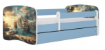Lastevoodi Kocot Kids Ship, sinine v./valge v., 80 x 180 cm, voodipesu kastiga, ilma madratsita