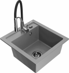 K&ouml;&ouml;givalamu koos kraaniga Mexen Vito Grey+Black/Chrome, graniit, 49 cm x 52 cm x 21 cm, grey+black/chrome