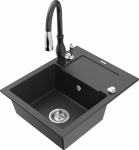 K&ouml;&ouml;givalamu koos kraaniga Mexen Enzo Black granite, graniit, 57 cm x 46 cm x 17.4 cm, black granite