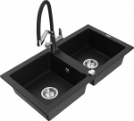 K&ouml;&ouml;givalamu koos kraaniga Mexen Mario, vaik/graniit, 82 cm x 43.6 cm x 16.1 cm, must