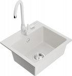 K&ouml;&ouml;givalamu koos kraaniga Mexen Milo, vaik/graniit, 43.5 cm x 41 cm x 17.1 cm, valge