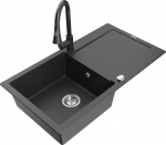 K&ouml;&ouml;givalamu koos kraaniga Mexen Leo, vaik/graniit, 90 cm x 50 cm x 19 cm, valge/must