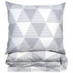 Voodipesukomplekt PFX-44, valge v./hall v., 70 x 80 cm, 140 x 200 cm