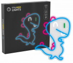 Dekoratsioon &bdquo;Dinosaurus&ldquo; Manta Style Neon Lights LED-valgustusega, 34 cm, sinine v./roosa v.