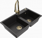 K&ouml;&ouml;givalamu koos kraaniga Mexen Tomas, graniit, 80 cm x 50 cm x 19 cm, metallic black/silver+gold