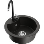 K&ouml;&ouml;givalamu koos kraaniga Mexen Diego, graniit, 48.8 cm x 48.8 cm x 16.7 cm, metallic black/gold+black