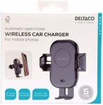 Auto juhtmevaba laadija - hoidik Deltaco QI-C1001, Qi Wireless, must v., 15 W