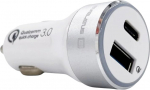 Auto laadija Evelatus QCC03 USB/USB-C, USB/USB-C, valge v.