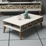 Kohvilaud Kalune Design Line, kreemjasvalge, 90 cm x 60 cm x 34.6 cm