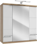 Seinakinnitusega vannitoakapp peegliga Deftrans Bari E70, tamm v./valge v., 25 cm x 70 cm x 72 cm