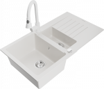 K&ouml;&ouml;givalamu koos kraaniga Mexen Matias Elia, graniit, 90 cm x 50.5 cm x 20 cm, valge/kroom