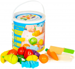 Poe m&auml;nguasjad, puu- ja k&ouml;&ouml;giviljade l&otilde;ikekomplekt EcoToys, mitmev&auml;rviline