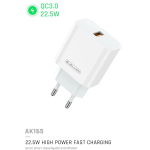 Reisilaadija Jellico AK-165, USB Type A, valge v., 22.5 W