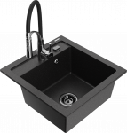 K&ouml;&ouml;givalamu koos kraaniga Mexen Vito Metallic black/silver+Black/Chrome, graniit, 49 cm x 52 cm x 21 cm, metallic black/silver+black/chrome