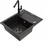 K&ouml;&ouml;givalamu koos kraaniga Mexen Enzo, graniit, 57.6 cm x 46.5 cm x 17.4 cm, metallic black/gold+black