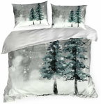 J&otilde;ulu voodipesu komplekt Forest PTS-013, valge v./roheline v./hall v., 70 x 80 cm, 160 x 200 cm