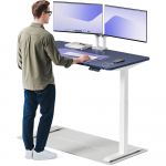 Reguleeritava k&otilde;rgusega arvutilaud Desktronic HomeOne, 140 cm x 70 cm, 72 - 122 cm, sinine lauaplaat/valge raam