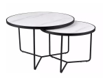 Kohvilaudade komplekt Italia, valge v./must v., 60 - 80 cm x 80 cm x 45 - 50 cm, 2 tk