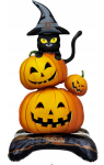 Fooliumist &otilde;hupall erikujuga Halloween Pumpkin With Cat 140 cm, must v./oranž v.