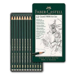 Grafiitpliiats Faber Castell Graphite Pencil 9000, 2H/H/F/HB/B/2B/3B/4B/5B/6B/7B/8B, hall v., 12 tk