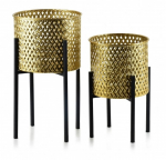 Lillepoti alus Mondex Swen HTOP1079, metall, kuldne v./must v.