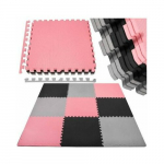 Matt beebidele - pusle Springos FM0027, 179 cm x 179 cm, 9 tk, must v./roosa v.