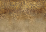 Fototapeet Artgeist Abstract Nature In Beige - Composition With Golden Exotic Leaves, 280 cm x 280 cm