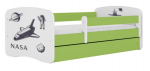 Lastevoodi Kocot Kids NASA, valge v./roheline v., 80 x 160 cm, ilma voodipesukastita, ilma madratsita