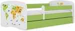 Lastevoodi Kocot Kids Babydreams Map, valge v./roheline v., 70 x 140 cm, voodipesu kastiga, ilma madratsita