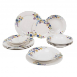 L&otilde;unaserviis Ambition Fiori, portselan, sinine v./valge v./kollane v., 18 tk.