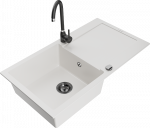 K&ouml;&ouml;givalamu koos kraaniga Mexen Leo, vaik/graniit, 90 cm x 50 cm x 19 cm, valge