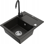 K&ouml;&ouml;givalamu koos kraaniga Mexen Enzo, graniit, 57.6 cm x 46.5 cm x 17.4 cm, metallic black/gold+black