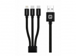 Universaalne laadija ja andmesidekaabel Swissten 3in1, Lightning/USB Type-C, must