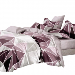 Voodipesukomplekt PFY-118, valge v./hall v./violetne v., 70 x 80 cm, 200 x 220 cm