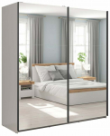 Riidekapp Tetrix, beež v., 183 cm x 60 cm x 195.5 cm, peegliga