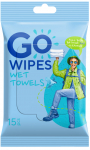 Niisked salvr&auml;tikud GO WIPES, 1 kiht, 15 tk