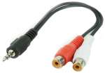 Adapter Gembird 3.5mm Audio to 2x RCA Female 3.5 mm stereo male, RCA female x 2, 0.2 m, valge