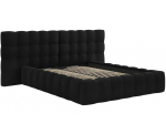 Voodi kahekohaline Micadoni Home Mamaia Velvet Double Headboard, 140 x 200 cm, must v., ilma madratsita, p&otilde;hjalippidega
