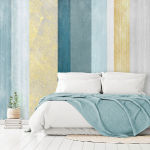 Fototapeet Artgeist Striped Pattern - Abstract Background In Stripes In Blue Tones With Gold Pattern, 175 cm x 250 cm