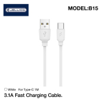 Kaabel Jellico B15 Durable-Soft, USB Type A/USB Type-C, 100 cm, valge v.