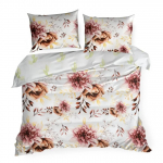 Voodipesukomplekt Lea PTM-12, pruun v./valge v./roosa v., 70 x 80 cm, 140 x 200 cm