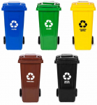 Konteiner MultiStore Paper/Plastic/Glass/Mixed Waste/Organic, sinine v./pruun v./must v., 120 l