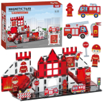 Magnetkonstruktor Woopie 3D Fire Department, 48 tk, punane v.