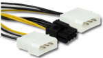 Adapter Qoltec 50433 8 pin Molex Female, 8 pin Molex Female, 0.15 m, must v./kollane v.