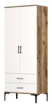 Riidekapp Kalune Design Kumsal T, valge v./p&auml;hklipuu v., 201.4 cm x 80 cm x 47.5 cm