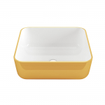 Vannitoa kraanikauss Invena Malaga, keraamiline, 39 cm x 39 cm x 14 cm, kuldne/valge