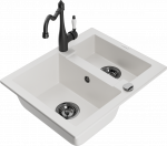 K&ouml;&ouml;givalamu koos kraaniga Mexen Carlos, graniit, 58 cm x 47 cm x 17.7 cm, valge/must