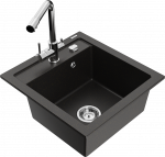 K&ouml;&ouml;givalamu koos kraaniga Mexen Vito, vaik/graniit, 49 cm x 52 cm x 21 cm, kuldne/must/kroom